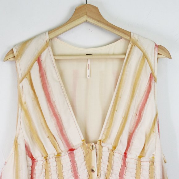 NWT Free People Do It Again Frayed Trim Mini Dress Fresh Almond Stripe Small - Picture 6 of 14
